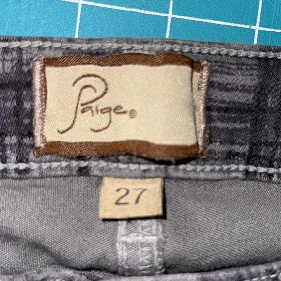 Paige Grey Abstract Pattern  Peg Super Skinny Ankle Denim Jeans Stylish Size 27 - Picture 11 of 12